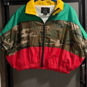 Red Fox Crop Windbreaker Jacket